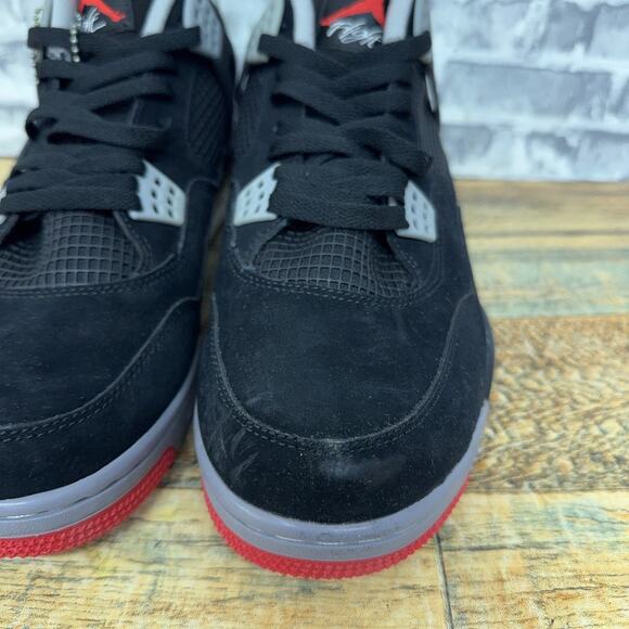 Nike Air Jordan 4 Retro Bred Black Cement Grey Red 308497-089 Mens Size 12 New main image 4